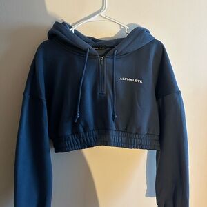 Blue Cropped Alphalete Halfzip